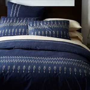 West Elm Organic Indigo Ikat Duvet Set